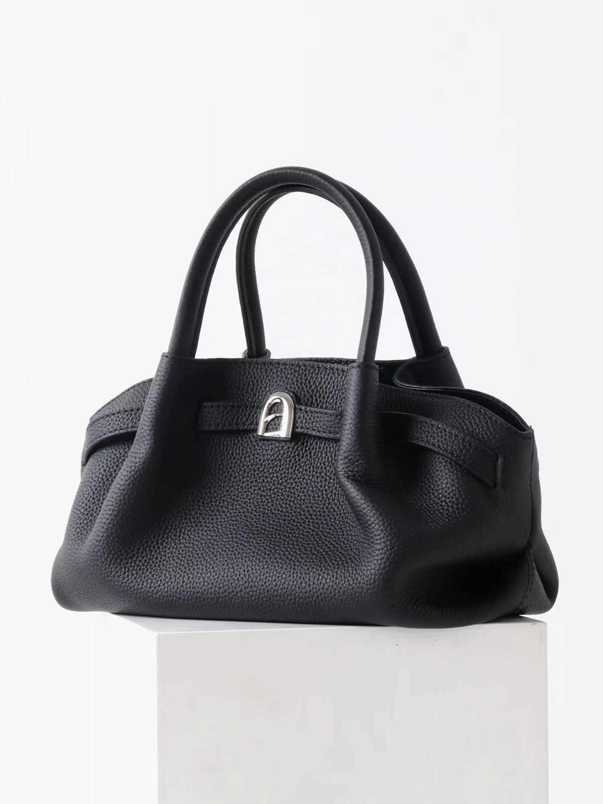 Leather top-handle bag