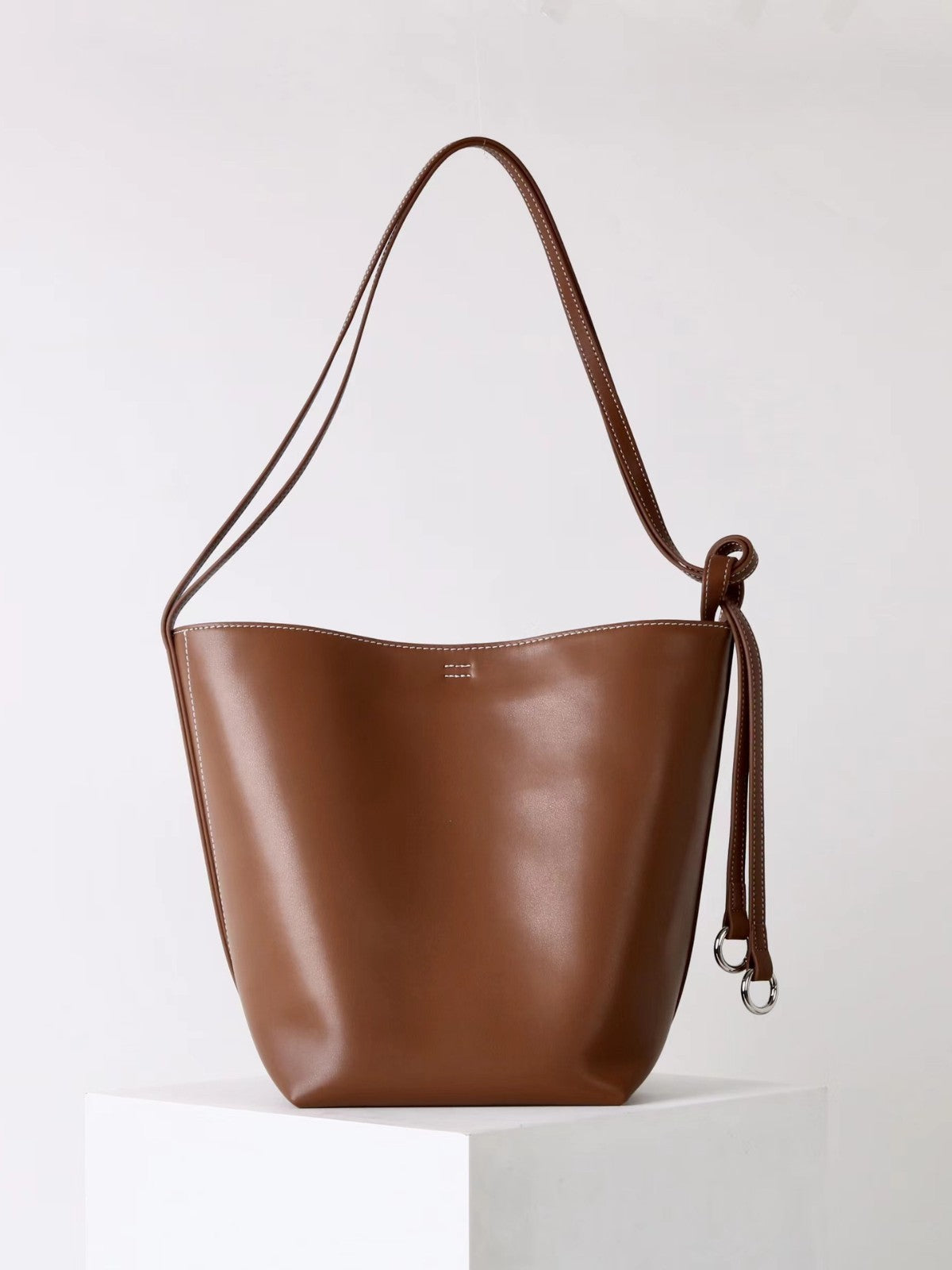 Brown Leather Bucket Bag
